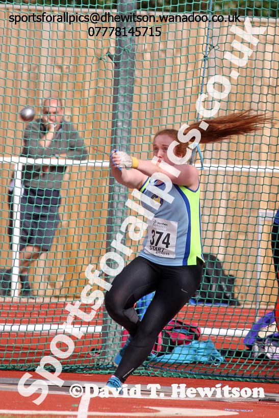 Womens under-17s hammer, Northern Under-13s, U-15s and 17s Championships. Photo: David T. Hewitson/Sports for All Pics